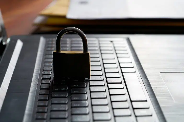 Computer keyboard and padlock as a symbol of Internet security