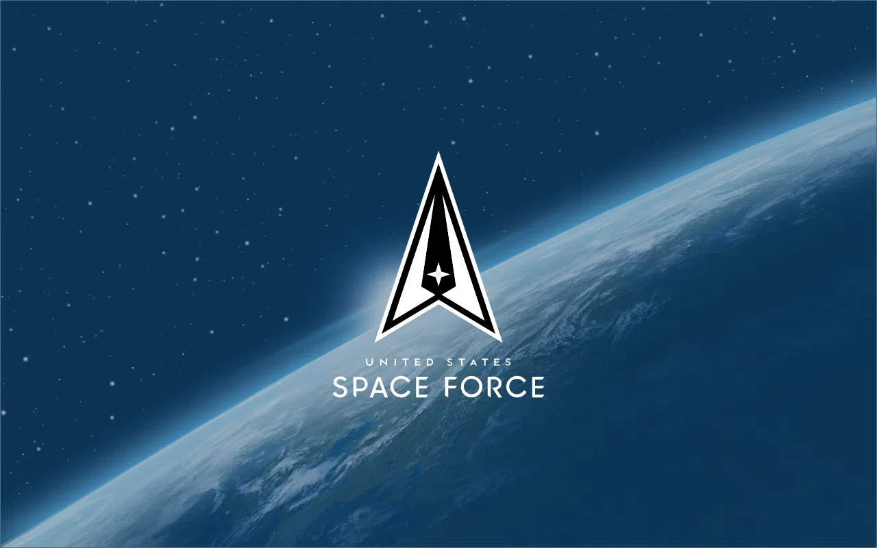 Photo of the earth from space overlaid with the Space Force logo